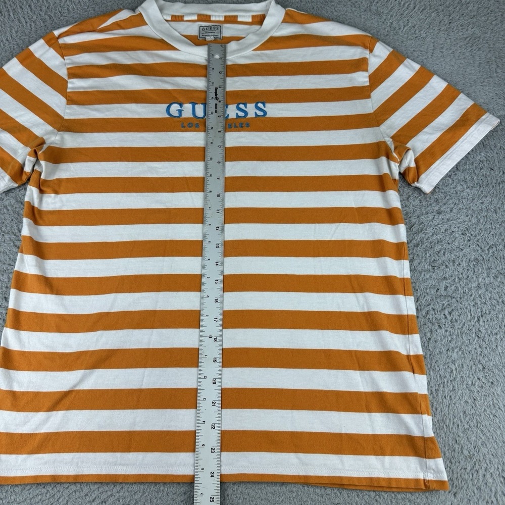 Guess Los Angeles Striped T‎ Shirt Embroidered Adult Size Small Orange White - Picture 5 of 9
